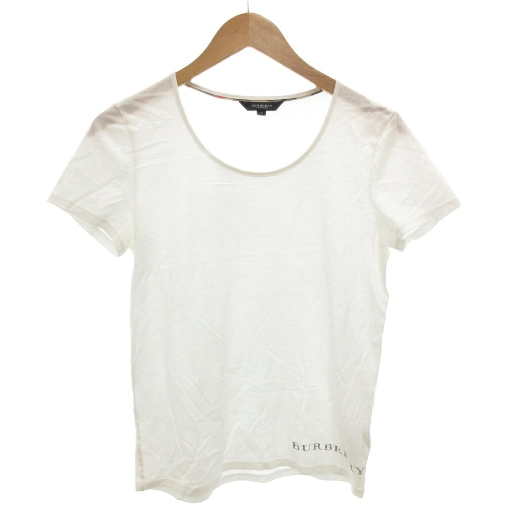 【中古】バーバリー ロンドン BURBERRY LONDON Tシャツ ラウンドネック 半袖 2 白 ホワイト /FF レディース 【ベクトル 古着】 260622