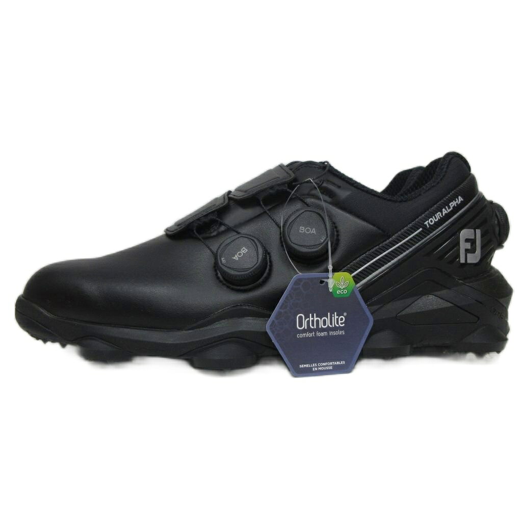 【中古】未使用品 フットジョイ FootJoy TOUR-A Triple BOA ゴルフシューズ ツアーアルファ トリプル スパイク JP27 黒 ブラック メンズ 【ベクトル 古着】 260625