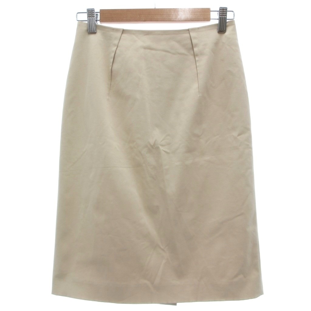 【中古】ランバン LANVIN タイトスカート 36 ベージュ 無地 バックスリット ひざ丈 /NX レディース 【ベクトル 古着】 260714