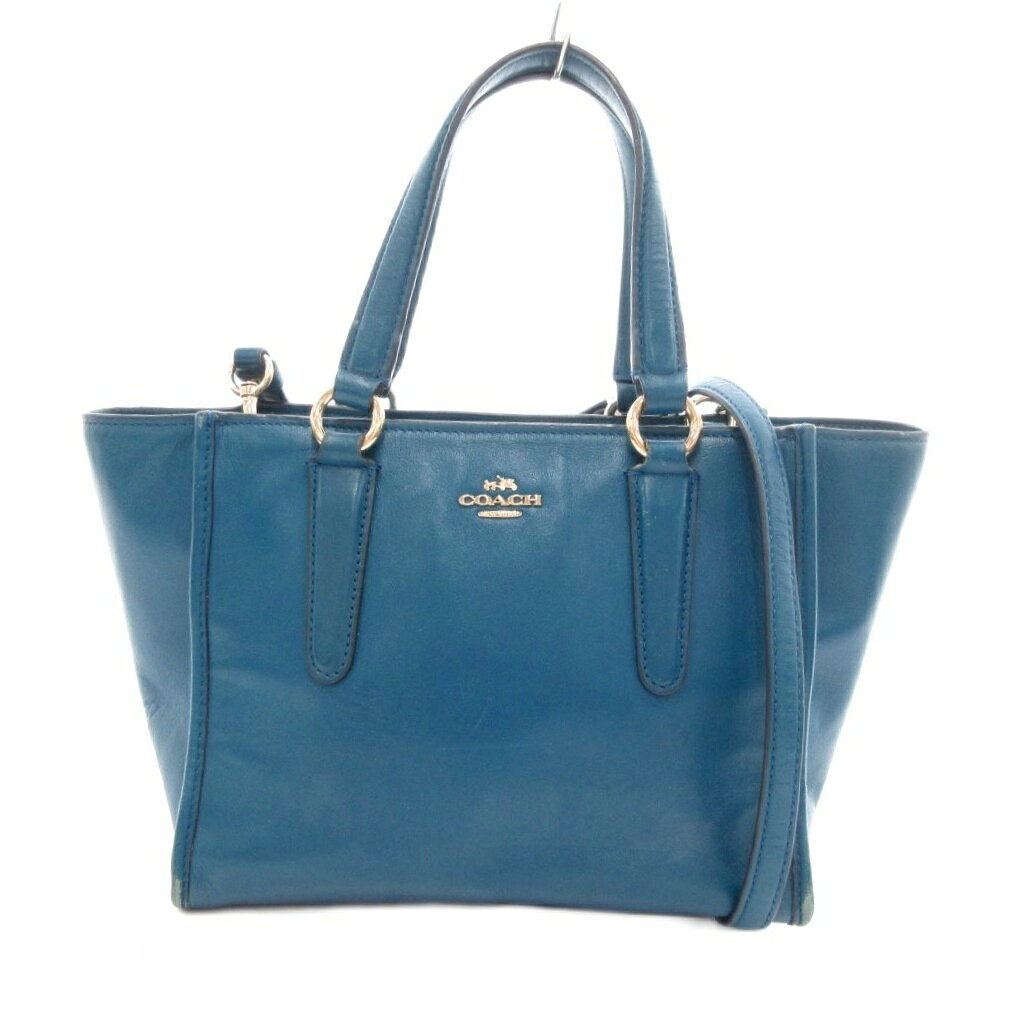 未使用級☆COACHコーチ 2wayショルダーバッグ 水色 レザー ビジネス 極 