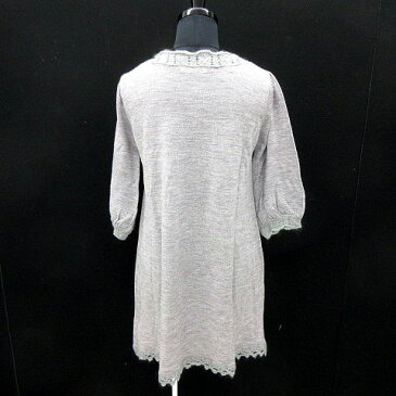 レイビームス Ray Beams ニット チュニック丈 ウール混 無地 グレー 180109 レディース 【中古】【ベクトル 古着】 180109 ブランド古着ベクトルプレミアム店
