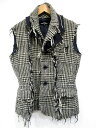 トリココムデギャルソン tricot COMME des GARCONS ベスト ウール チェック ほつれ加工 オフ白 黒 M レディース 【中古】【ベクトル 古着】 170927 ブランド古着ベクトルプレミアム店