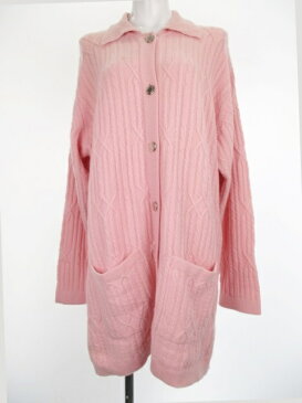 クレージュ courreges ニット ワンピース 長袖 前開き ケーブル編み ピンク 9R TYM 0907 レディース 【中古】【ベクトル 古着】 180907 ブランド古着ベクトルプレミアム店