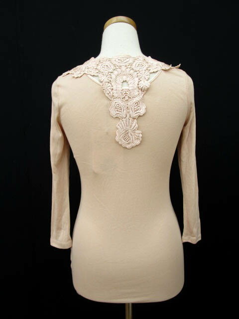 【中古】未使用品 クチュールブローチ Couture brooch カットソー 七分袖 レース 無地 38 M ピンク レディース 【ベクトル 古着】 170313 ブランド古着ベクトルプレミアム店