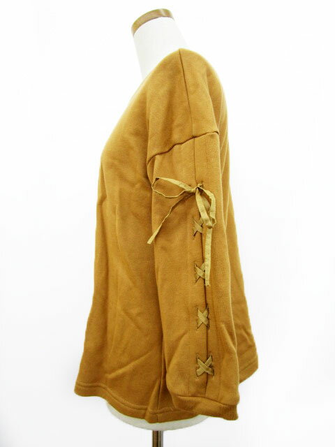 【中古】未使用品 フォブコープ エンテーゼ F.O.B COOP ENTHESE カットソー レースアップ ドロップショルダー 38 M 茶 ブラウン レディース 【ベクトル 古着】 170406 ブランド古着ベクトルプレミアム店