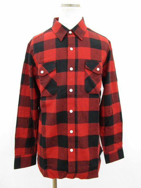 【中古】エークロージング A-Clothing シャツ 長袖 チェック コットン XL 赤 レッド /km メンズ 【ベクトル 古着】 171107 ブランド古着ベクトルプレミアム店