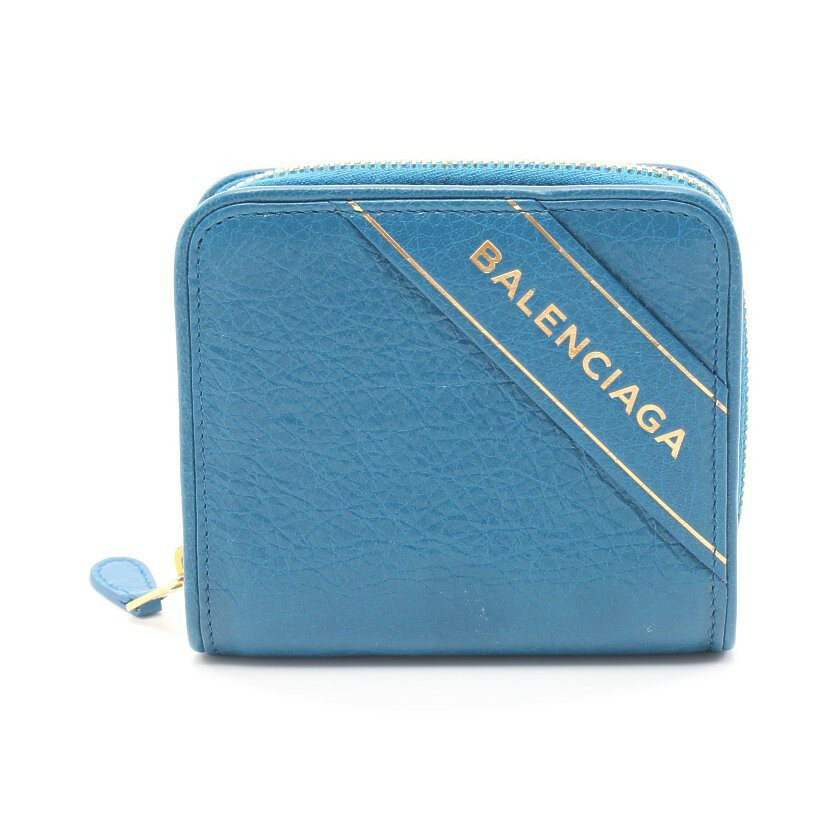 公式店舗一番人気 中古 バレンシアガ Balenciaga 二つ折り財布 ブランケット 青 ゴールド 小物 レザー Blanket Continental Zip Around メンズ レディース ベクトル 古着 ベクトルプレミアム店 生まれのブランドで