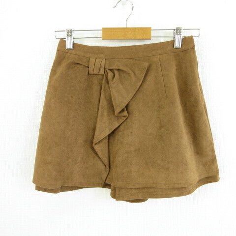 【中古】リランドチュール Rirandture キュロットスカート フェイクスエード 茶 1 *T270 レディース 【ベクトル 古着】 220907
