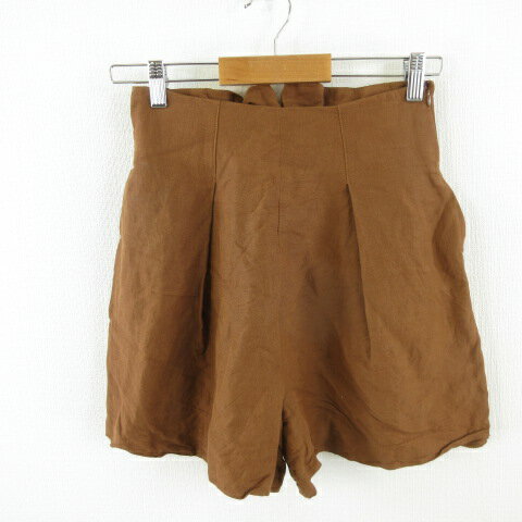 【中古】ラグナムーン LagunaMoon ショートパンツ キュロット ハイウエスト リネン混 茶 S *E211 レディース 【ベクトル 古着】 221021