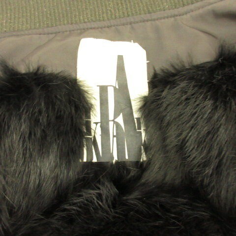 【中古】オキラク OKIRAKU ジャケット ブルゾン 長袖 ラビットファー ジップアップ カーキ 緑 0 *E49 レディース 【ベクトル 古着】 221208