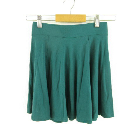 【中古】エイチ&エム H&M スカート ミニ フレア ストレッチ 緑 34 *T521 レディース 【ベクトル 古着】 221219