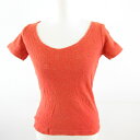 【中古】ユナイテッド・カラーズ・オブ・ベネトン UNITED COLORS OF BENETTON カットソー サマーニット 半袖 ストレッチ オレンジ *A669 レディース 【ベクトル 古着】 230406(4)