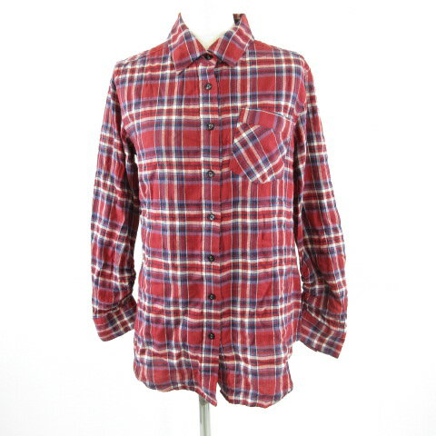 【中古】ジェットレーベル JET LABEL シャツ 長袖 チェック 赤 F *T546 レディース 【ベクトル 古着】 230613表記サイズF実寸サイズ肩幅：38cm　身幅：47cm　着丈：67cm　袖丈：56cm　　素材綿98% ポリ...