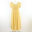 【中古】ライプ Ripe ワンピース ひざ丈 キャップスリーブ ストライプ フレア 黄 白 XS *A467 レディース 【ベクトル 古着】 230615(4)