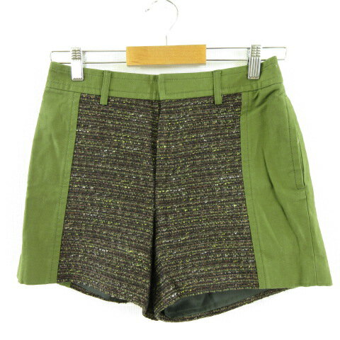 Nylon, Rayon, Polyester - 【中古】B&Y ユナイテッドアローズ BEAUTY&YOUTH ビューティー&ユース ショートパンツ ツイード カーキ 緑 黒 M *A564 レディース 【ベクトル 古着】 230622