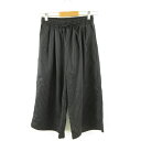 【中古】プチグレン Petitgrain クロップドワイドパンツ ストライプ 黒 白 M *A77 レディース 【ベクトル 古着】 230807