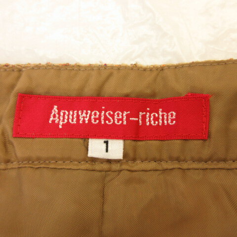 【中古】アプワイザーリッシェ Apuweiser-riche スカート タイト ミニ ツイード 2way 茶 1 *T761 レディース 【ベクトル 古着】 230926