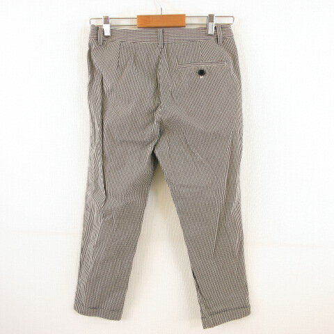 【中古】ユニクロ UNIQLO テーパードパンツ アンクル チェック ストレッチ 黒 オフホワイト 白 64 *T806 レディース 【ベクトル 古着】 230928