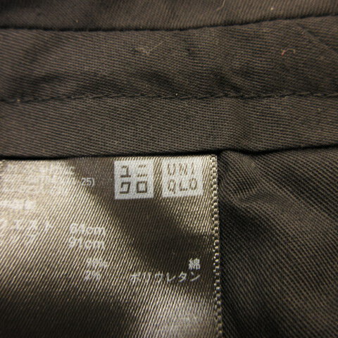 【中古】ユニクロ UNIQLO テーパードパンツ アンクル チェック ストレッチ 黒 オフホワイト 白 64 *T806 レディース 【ベクトル 古着】 230928