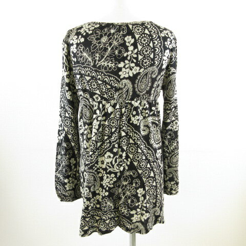 【中古】スポーティフ sportiff チュニック 長袖 総柄 花柄 ストレッチ 黒 M *T188 レディース 【ベクトル 古着】 231101