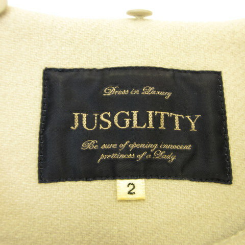 【中古】ジャスグリッティー JUSGLITTY ノーカラーコート 長袖 ミディアム丈 アイスグレー 2 *T631 レディース 【ベクトル 古着】 231206