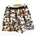 【中古】グリーンレーベルリラクシング ユナイテッドアローズ green label relaxing ショートパンツ キュロット 花柄 黒 白 *A419 レデ...