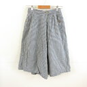 【中古】saburoku ワイドハーフパンツ チェック 紺 白 M *T333 レディース 【ベクトル 古着】 240213