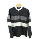 【中古】ルーカ RVCA ポロシャツ 長袖 ボーダー 黒 グレー S *A569 メンズ 【ベクトル 古着】 240314(4)