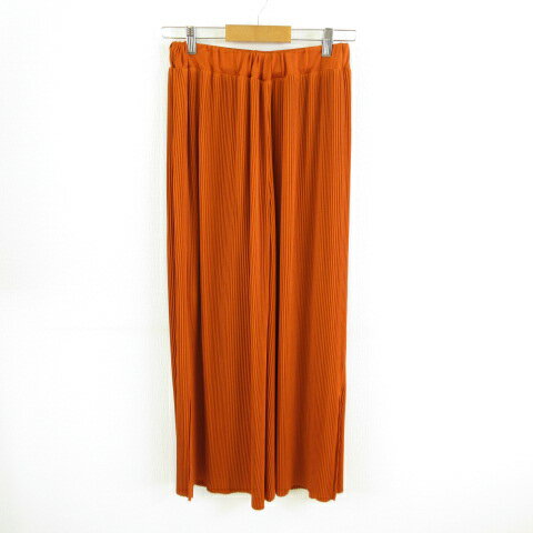 【中古】k プリーツパンツ ワイド ロング 茶 M *T309 レディース 【ベクトル 古着】 240502