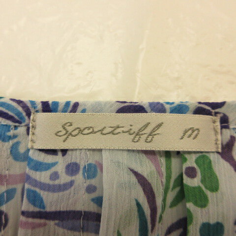 【中古】スポーティフ Sportiff カットソー ブラウス チュニック 花柄 総柄 薄手 青 M *T324 レディース 【ベクトル 古着】 240508 3