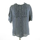 【中古】アンクライン ANNE KLEIN シャツ ブラウス 半袖 ドット シルク 紺 10 *T326 レディース 【ベクトル 古着】 240508