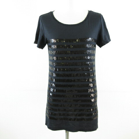【中古】ケーティー キヨコ タカセ K.T KIYOKO TAKASE カットソー Tシャツ 半袖 スパンコール 紺 9 *T378 レディース 【ベクトル 古着】 240513