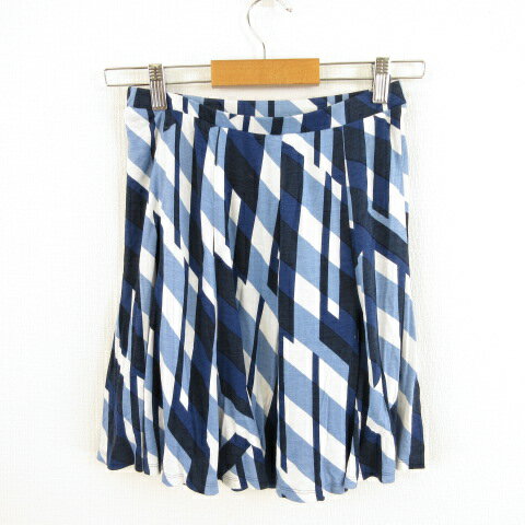 【中古】クードシャンス CdeC COUP DE CHANCE スカート フレア ミニ 総柄 青 34 *A434 レディース 【ベクトル 古着】 240607