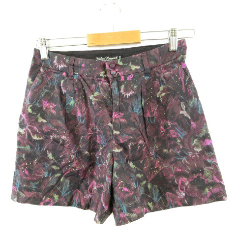 Nylon, Rayon, Polyester - 【中古】アーバンリサーチ URBAN RESEARCH ショートパンツ キュロット 花柄 紫 黒 36 *T708 レディース 【ベクトル 古着】 240613