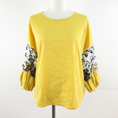 【中古】ヴィアンテ V・I・A・N・T・E カットソー 七分袖 レース 黄 *T799 レディース 【ベクトル 古着..