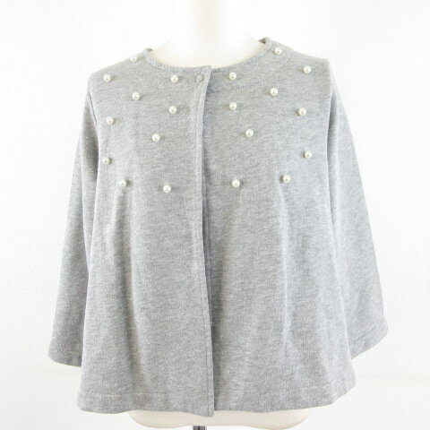 【中古】ブルーアイス BLUE ICE カーディガン スウェット地 七分袖 グレー 40 *A618 レディース 【ベクトル 古着】 240621