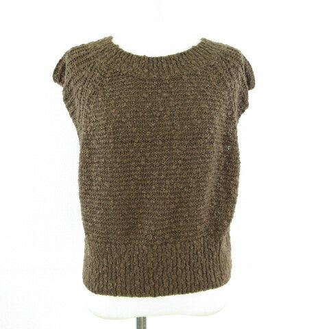 【中古】未使用品 アガウド AgAwd ニットベスト 茶 F *T873 レディース 【ベクトル 古着】 240626