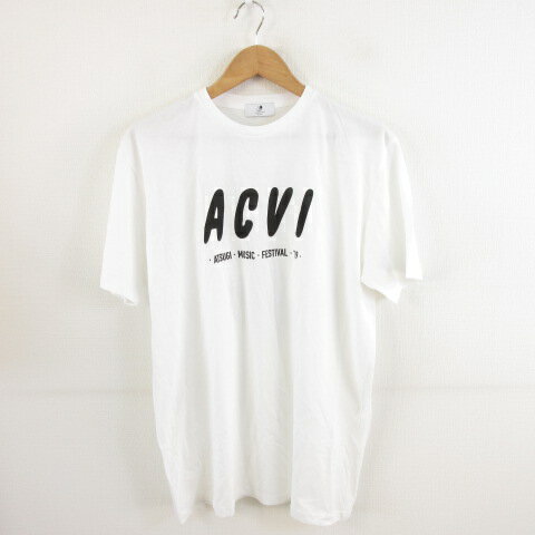 【中古】アクビ ACVI Tシャツ 丸首 半袖 プリント 白 M *A657 メンズ 【ベクトル 古着】 240627