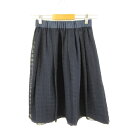 【中古】ワールド ひざ丈スカート リバーシブル チェック 紺 36 *A819 レディース 【ベクトル 古着】 240712