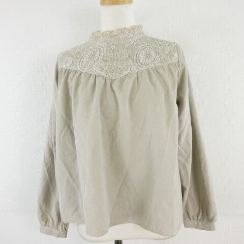 T-Shirts - 【中古】チャオパニック CIAOPANIC カットソー 長袖 レース ベージュ F *A69 レディース 【ベクトル 古着】 240821