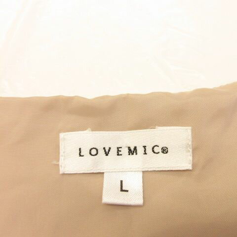 【中古】ラブミック LOVEMIC マタニティ ひざ丈ワンピース 半袖 フレア ベージュ 黒 L *A120 レディース 【ベクトル 古着】 240823