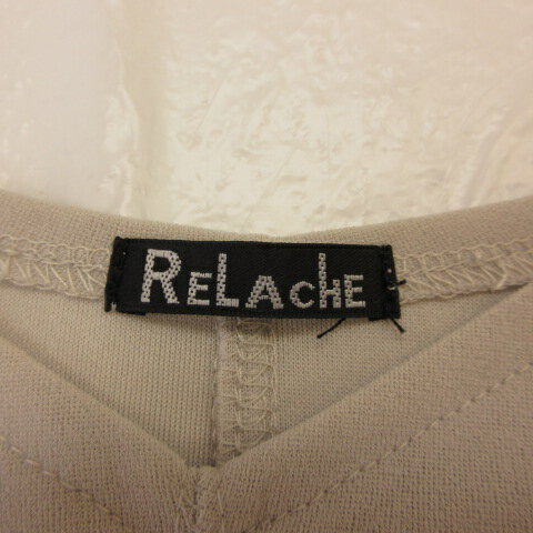 【中古】RELACHE カットソー 長袖 Vネック グレージュ L *T539 レディース 【ベクトル 古着】 240903