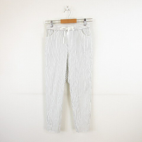 【中古】メイソングレイ MAYSON GREY ロングパンツ ストライプ ストレッチ 白 黒 1 *A604 レディース 【ベクトル 古着】 241002