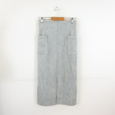 【中古】ティネス Tines フェイクスエードスカート ミモレ丈 グレー 64 *T39 レディース 【ベクトル 古着】 241011