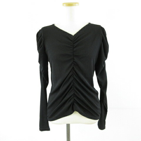 【中古】プロズヴェール prose verse カットソー 長袖 Vネック ギャザー 黒 F *T879 レディース 【ベクトル 古着】 250109