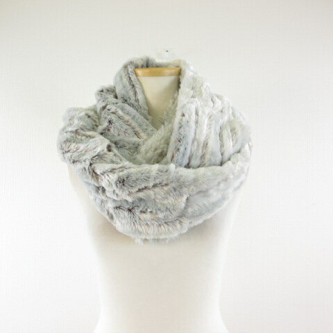 【中古】ジーナシス JEANASIS スヌード ネックウォーマー マフラー フェイクファー グレー *T150 レデ..