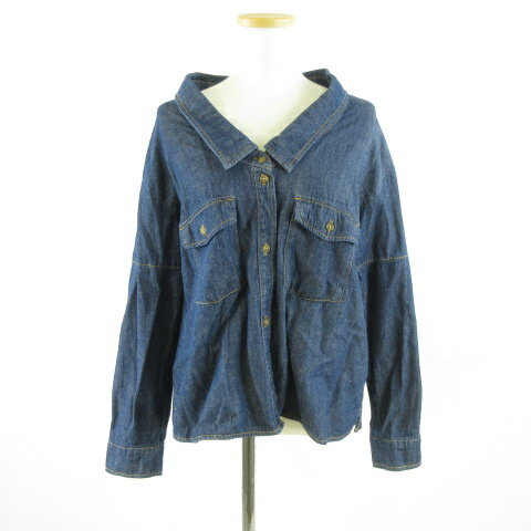 【中古】ZOOTIE DES SUCETTES デニムシャツ 長袖 紺 L *T892 レディース 【ベクトル 古着】 250331