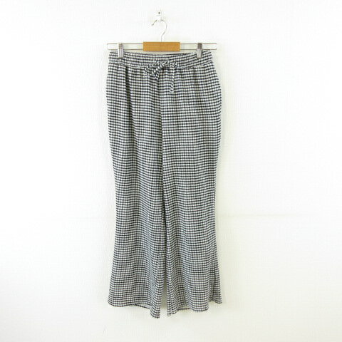 【中古】マイルドマナー Mild manner チェックパンツ ロング ストレッチ 黒 白 M *A386 レディース 【..