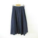 【中古】ユニクロ UNIQLO スカート ミディ丈 フレア ドット 紺 M *T992 レディース 【ベクトル 古着】 250409