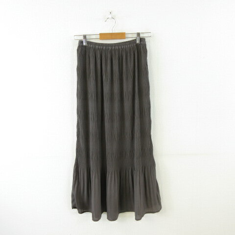 【中古】ショコラフィネローブ chocol raffine robe シャーリングスカート ロング フレア チャコールグレー F *A502 レディース 【ベクトル 古着】 250415